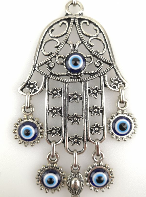 Handmade Hand of Hamsa Wall Hanging - Fatima Evil Eye - Nazar Alloy - Image 3