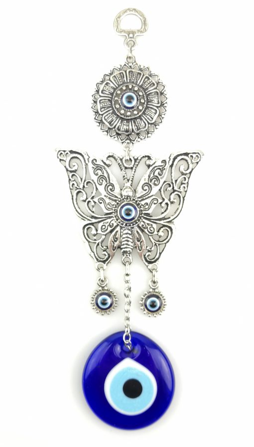 Handmade Butterfly Wall Hanging - Evil Eye - Nazar Alloy