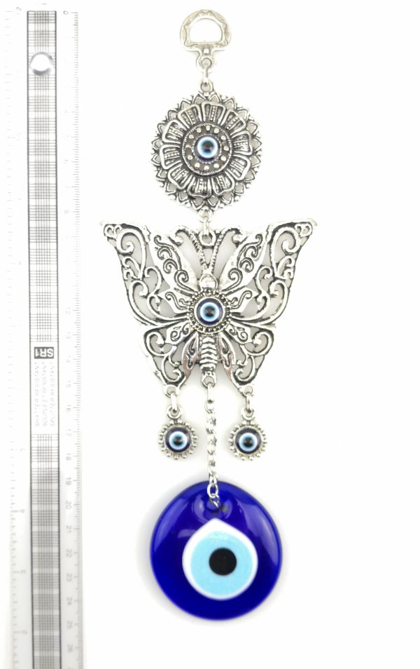 Handmade Butterfly Wall Hanging - Evil Eye - Nazar Alloy - Image 4