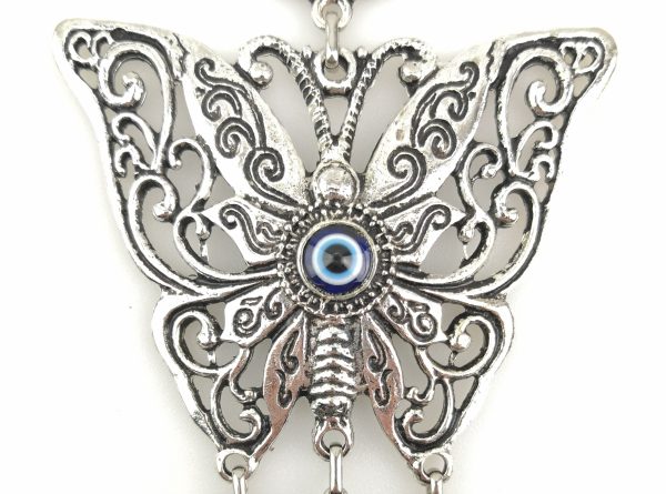 Handmade Butterfly Wall Hanging - Evil Eye - Nazar Alloy - Image 3