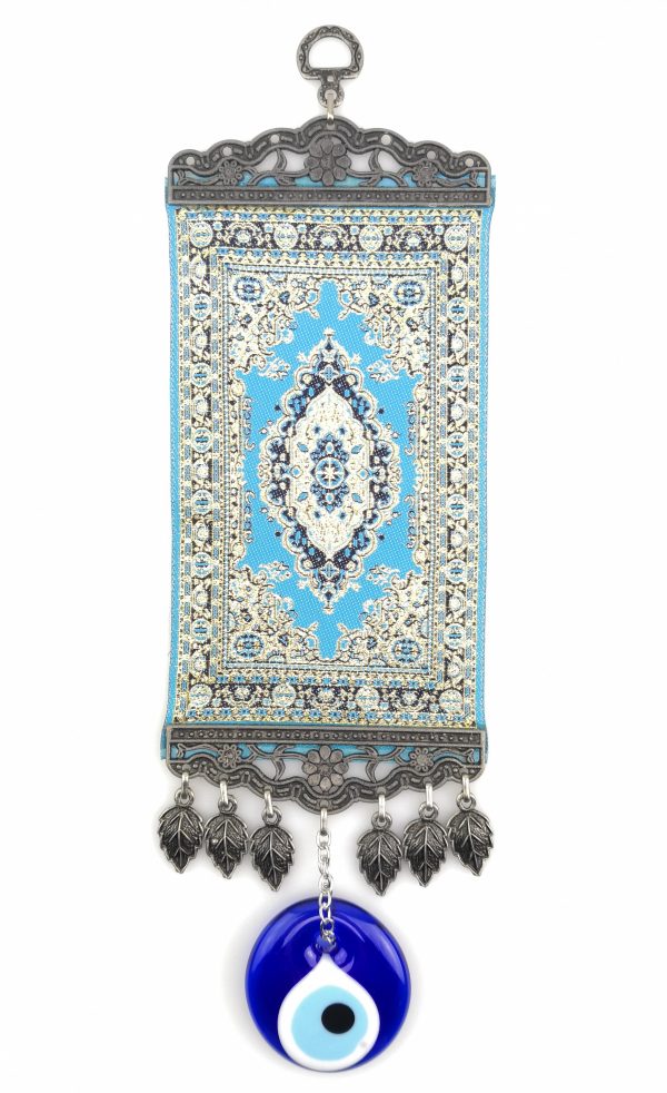 Handmade Turkish Carpet Wall Hanging - Evil Eye - Nazar Alloy