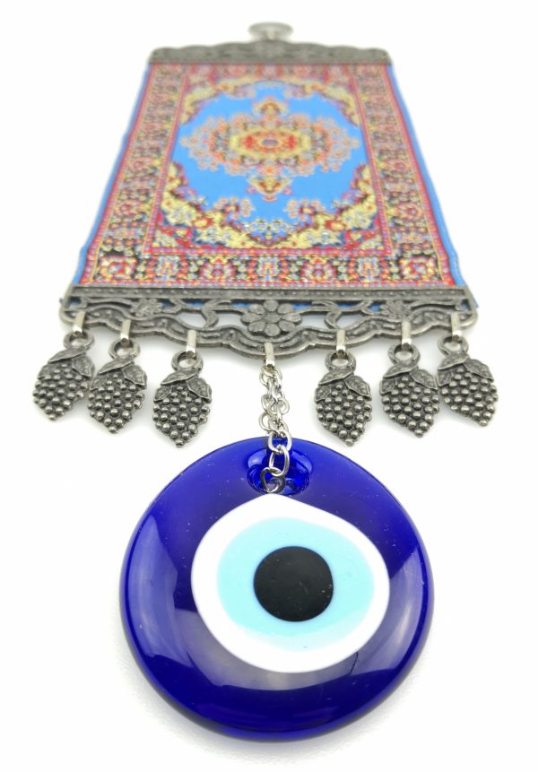 Handmade Turkish Carpet Wall Hanging - Evil Eye - Nazar Alloy - Xmas Gift - Image 6