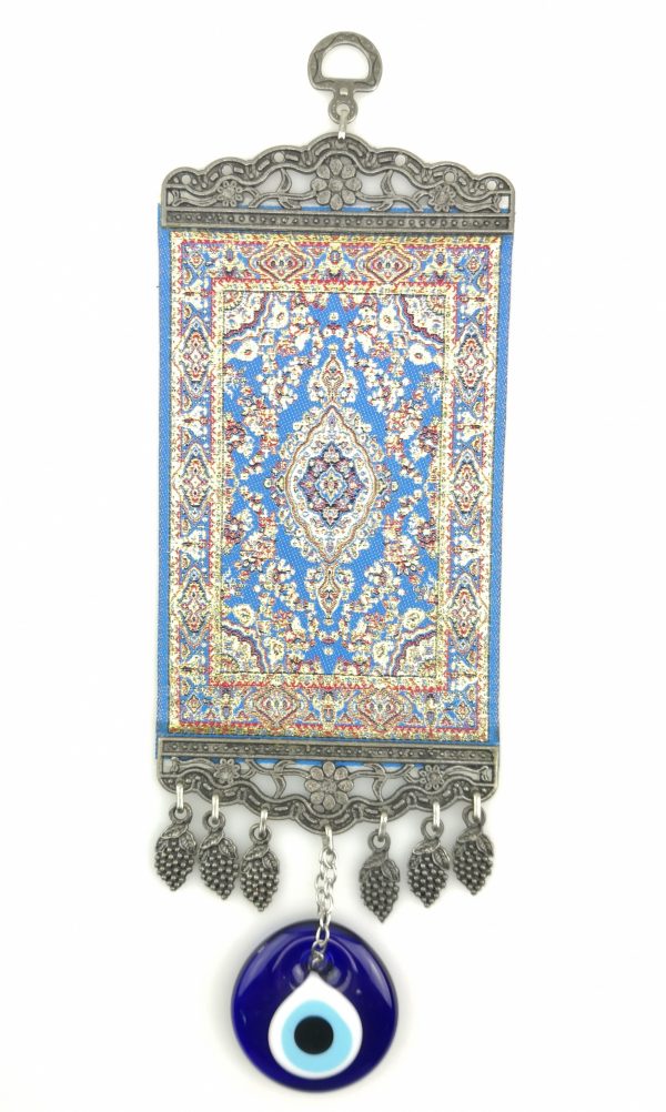 Handmade Turkish Carpet Wall Hanging - Evil Eye - Nazar Alloy