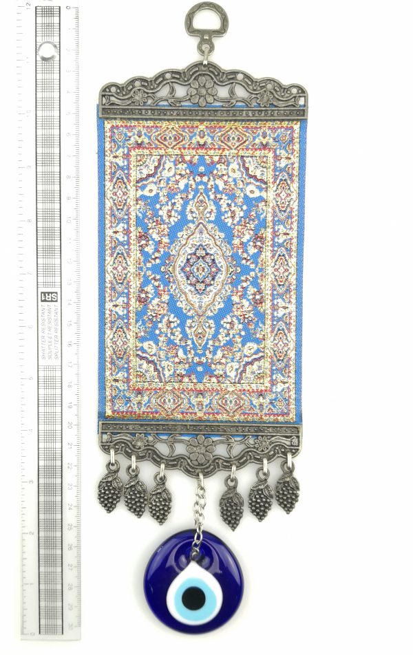 Handmade Turkish Carpet Wall Hanging - Evil Eye - Nazar Alloy - Image 4