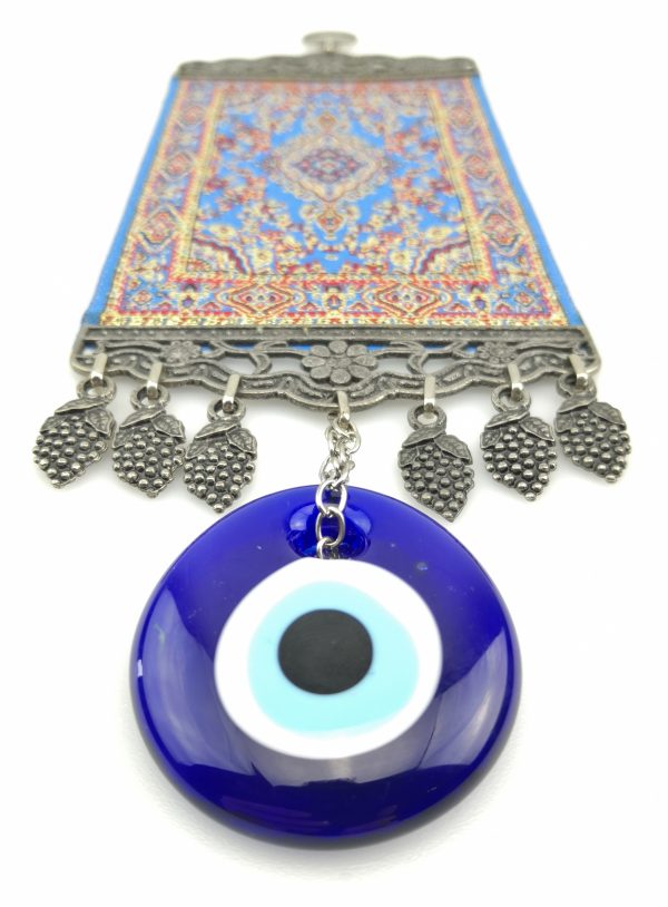 Handmade Turkish Carpet Wall Hanging - Evil Eye - Nazar Alloy - Image 6