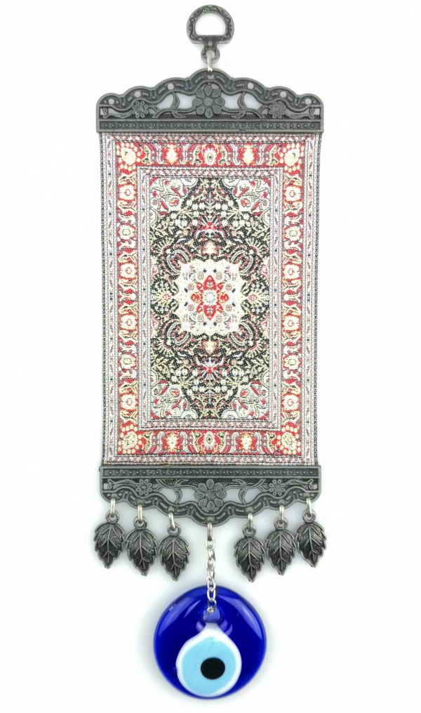 Handmade Turkish Carpet Wall Hanging - Evil Eye - Nazar Alloy