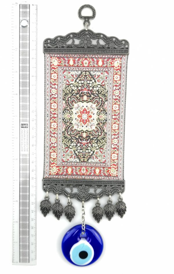 Handmade Turkish Carpet Wall Hanging - Evil Eye - Nazar Alloy - Image 4