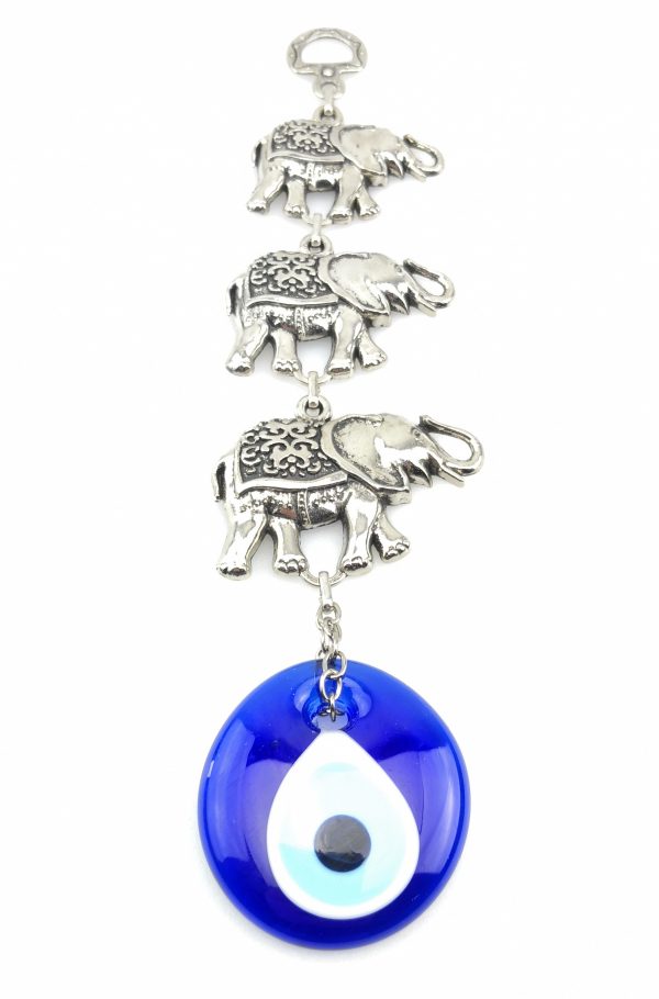 Handmade Three Elephants Wall Hanging - Evil Eye - Nazar Alloy - Image 5