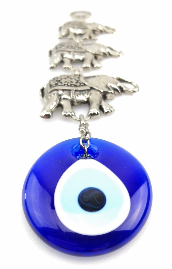 Handmade Three Elephants Wall Hanging - Evil Eye - Nazar Alloy - Image 6