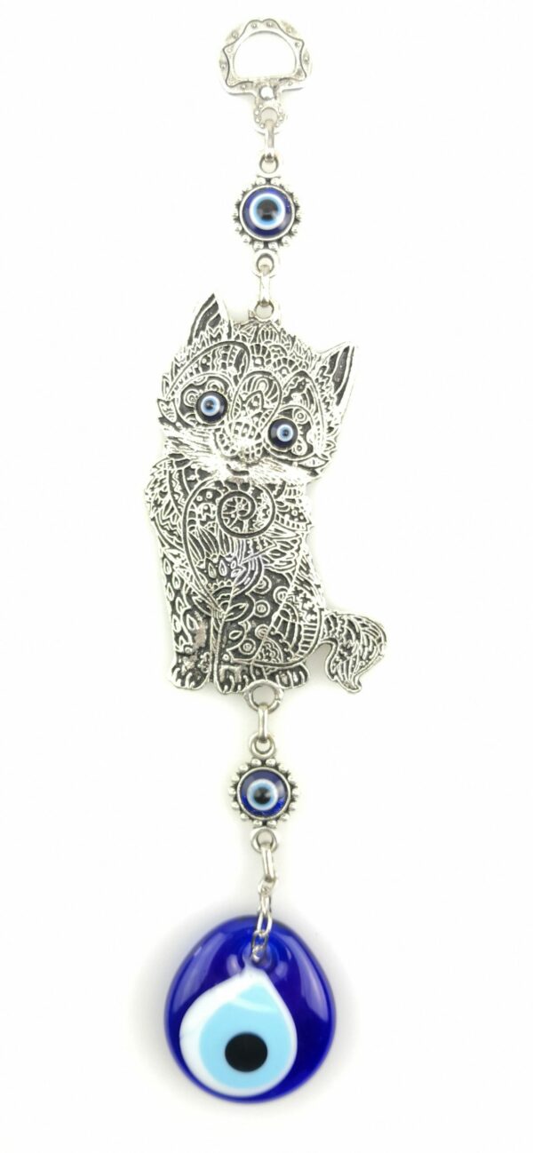 Handmade Cat Wall Hanging - Evil Eye - Nazar Alloy