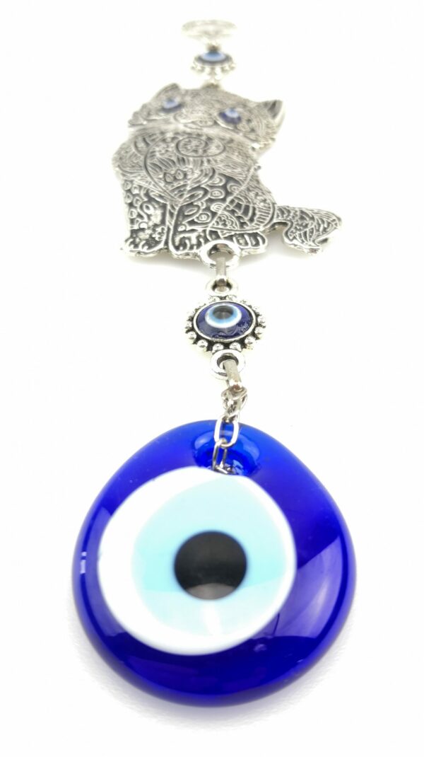 Handmade Cat Wall Hanging - Evil Eye - Nazar Alloy - Image 6