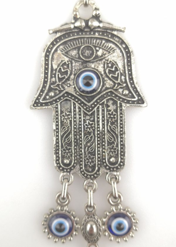 Hand of Hamsa Wall Hanging - Fatima Evil Eye - Nazar Alloy - Image 3