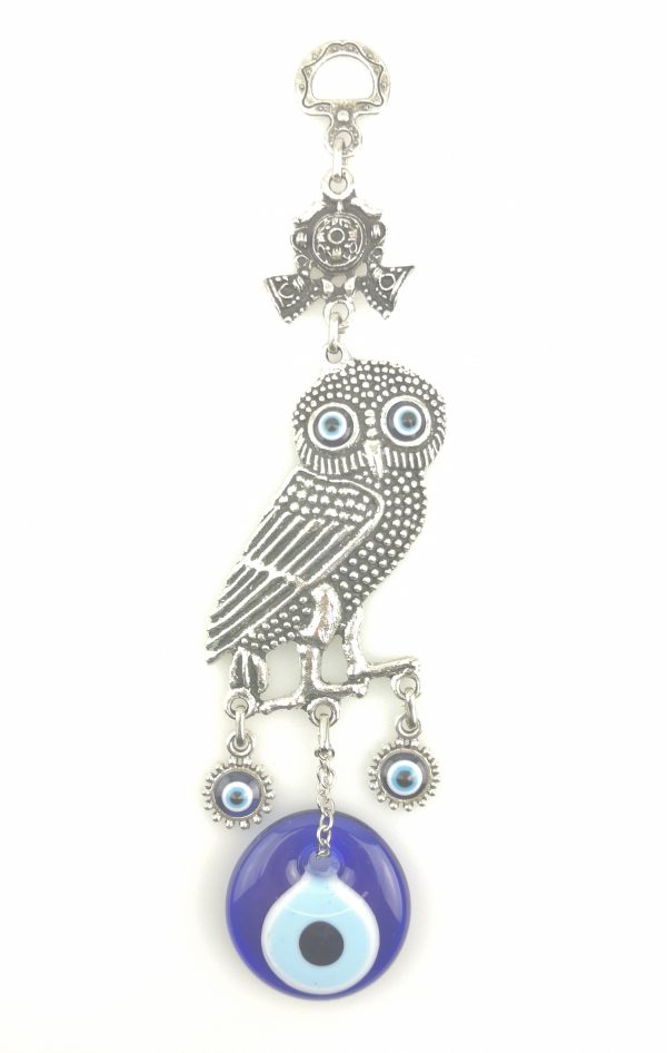 Handmade Owl Wall Hanging - Evil Eye - Nazar Alloy