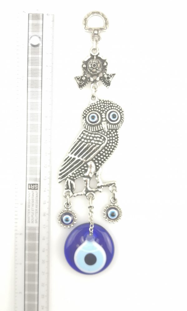 Handmade Owl Wall Hanging - Evil Eye - Nazar Alloy - Image 4