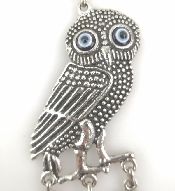 Handmade Owl Wall Hanging - Evil Eye - Nazar Alloy - Image 3