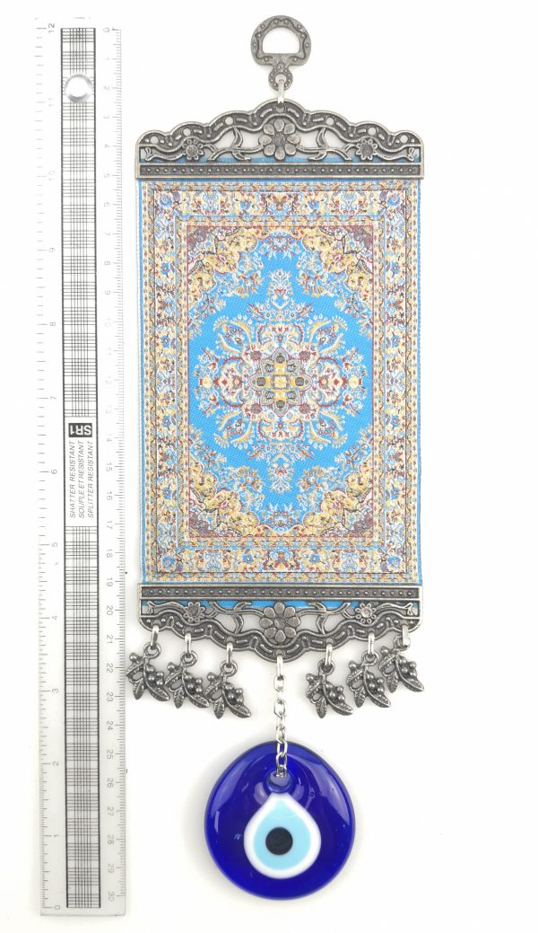 Handmade Turkish Carpet Wall Hanging - Evil Eye - Nazar Alloy - Image 4