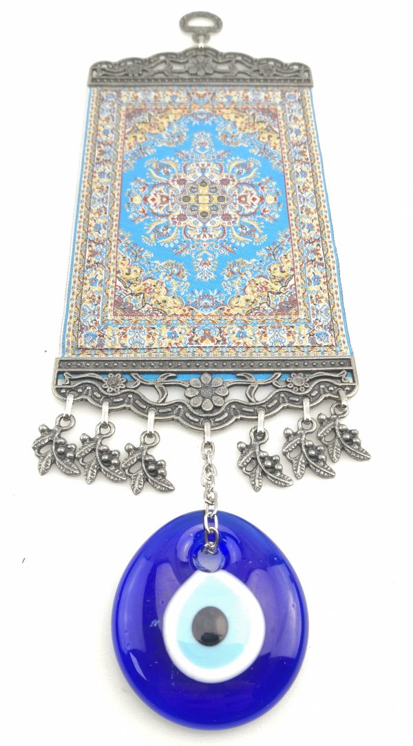 Handmade Turkish Carpet Wall Hanging - Evil Eye - Nazar Alloy - Image 5