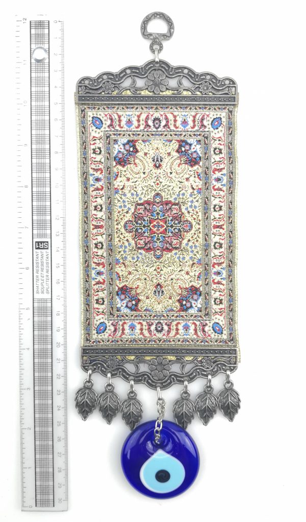 Handmade Turkish Carpet Wall Hanging - Evil Eye - Nazar Alloy - Image 4