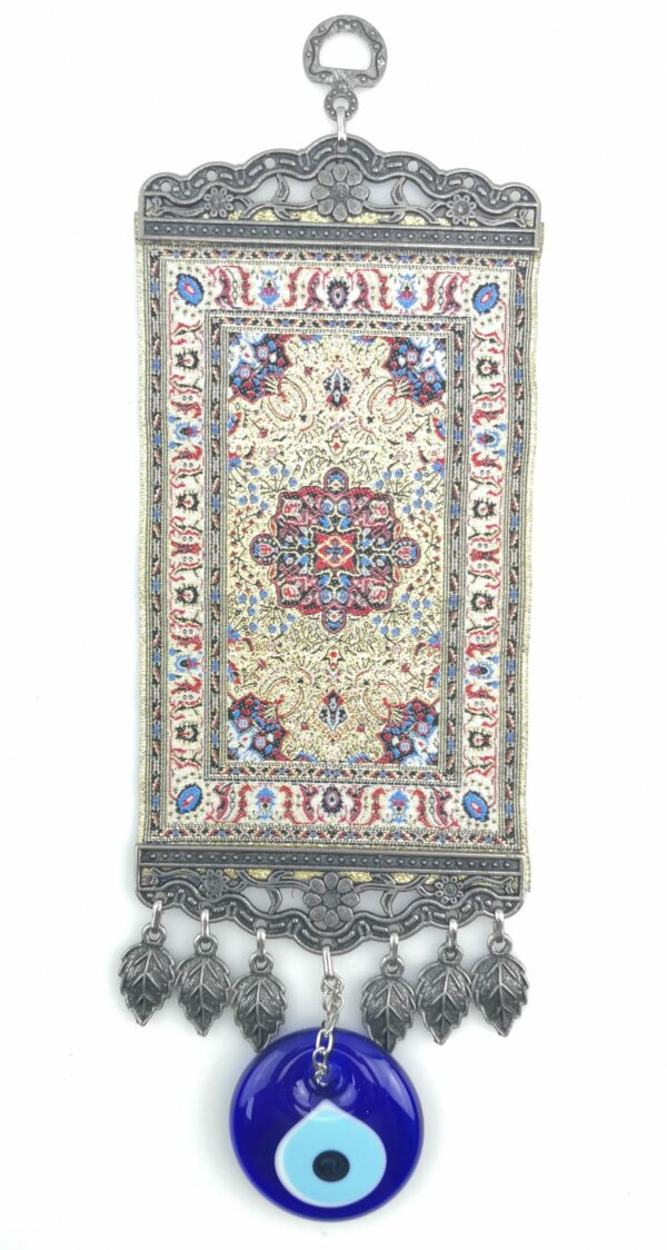 Handmade Turkish Carpet Wall Hanging - Evil Eye - Nazar Alloy