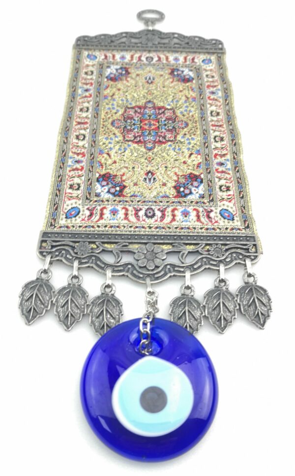 Handmade Turkish Carpet Wall Hanging - Evil Eye - Nazar Alloy - Image 5