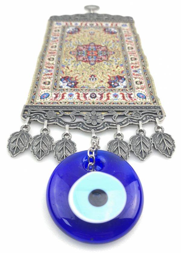 Handmade Turkish Carpet Wall Hanging - Evil Eye - Nazar Alloy - Image 6