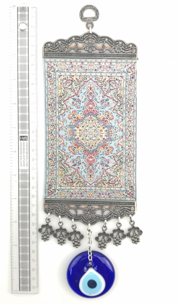 Handmade Turkish Carpet Wall Hanging - Evil Eye - Nazar Alloy - Image 4