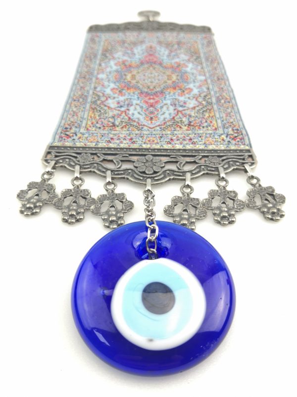 Handmade Turkish Carpet Wall Hanging - Evil Eye - Nazar Alloy - Image 6