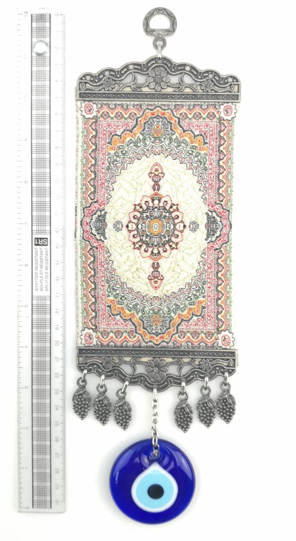 Handmade Turkish Carpet Wall Hanging - Evil Eye - Nazar Alloy - Image 4