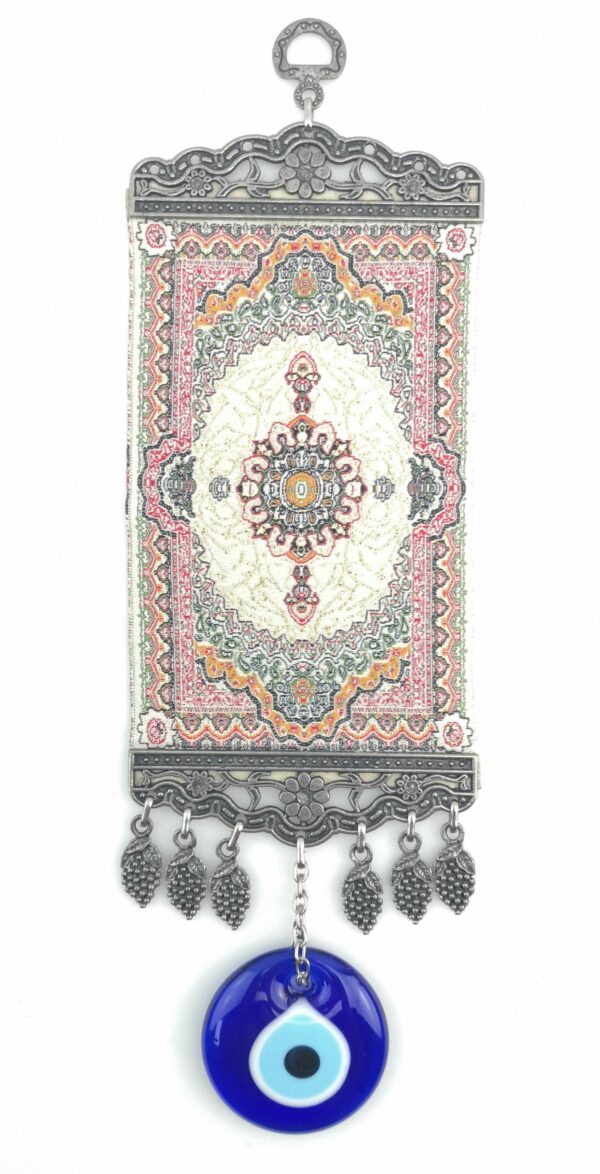 Handmade Turkish Carpet Wall Hanging - Evil Eye - Nazar Alloy