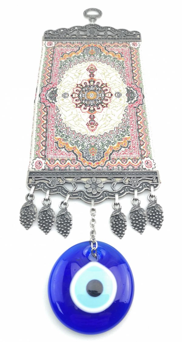 Handmade Turkish Carpet Wall Hanging - Evil Eye - Nazar Alloy - Image 5