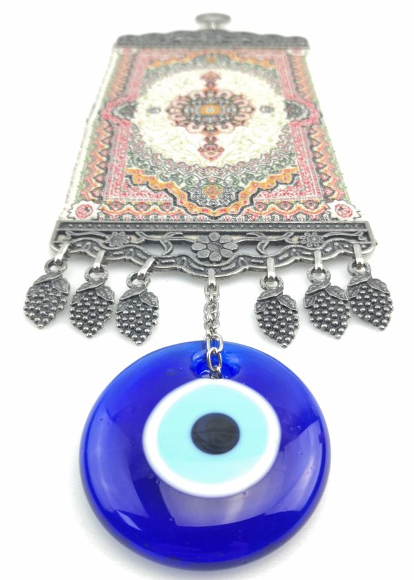 Handmade Turkish Carpet Wall Hanging - Evil Eye - Nazar Alloy - Image 6