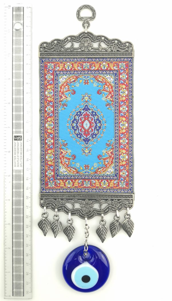 Handmade Turkish Carpet Wall Hanging - Evil Eye - Nazar Alloy - Image 4