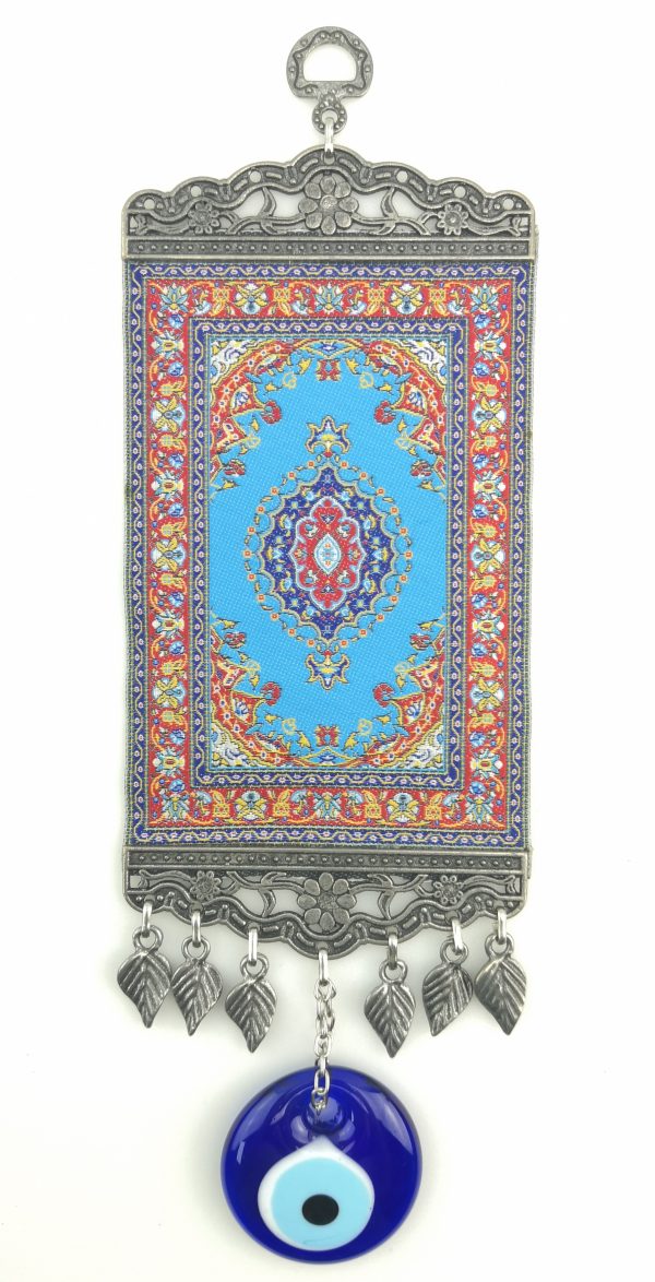 Handmade Turkish Carpet Wall Hanging - Evil Eye - Nazar Alloy