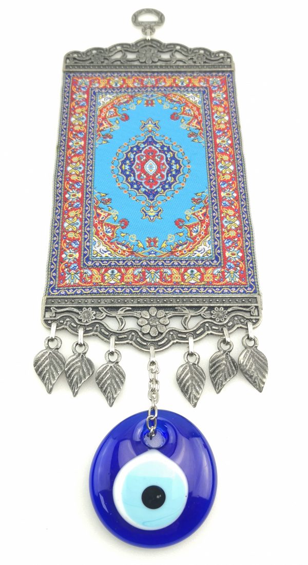 Handmade Turkish Carpet Wall Hanging - Evil Eye - Nazar Alloy - Image 5