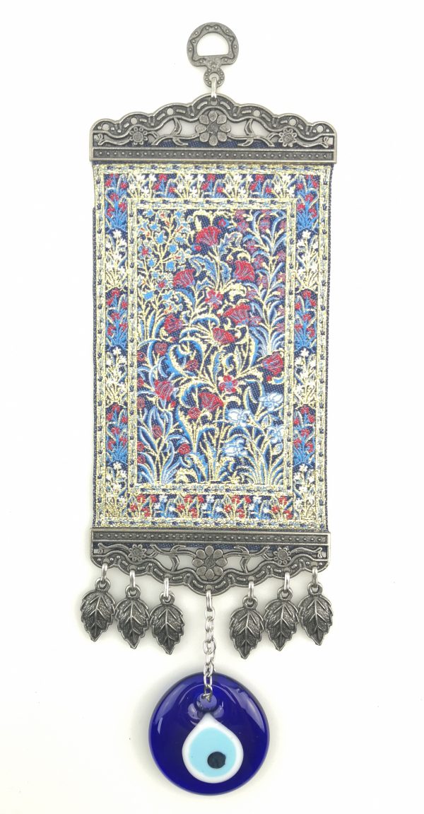 Handmade Turkish Carpet Wall Hanging - Evil Eye - Nazar Alloy