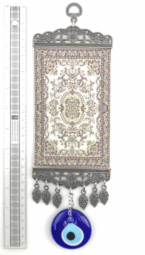 Handmade Turkish Carpet Wall Hanging - Evil Eye - Nazar Alloy - Image 4