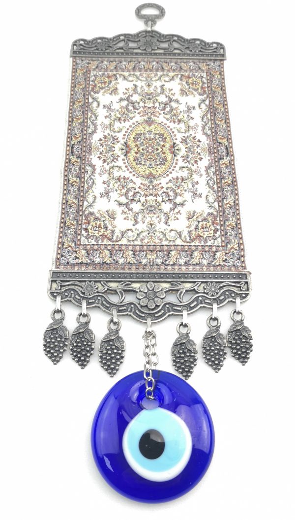 Handmade Turkish Carpet Wall Hanging - Evil Eye - Nazar Alloy - Image 5