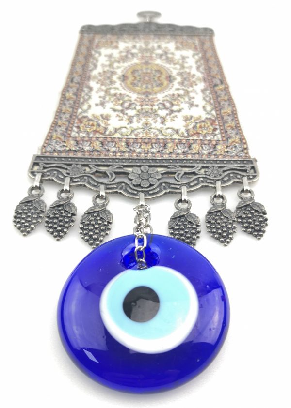 Handmade Turkish Carpet Wall Hanging - Evil Eye - Nazar Alloy - Image 6