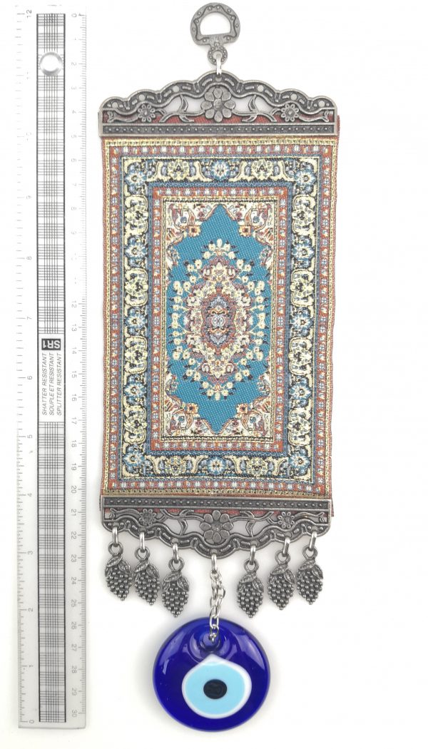 Handmade Turkish Carpet Wall Hanging - Evil Eye - Nazar Alloy - Image 4