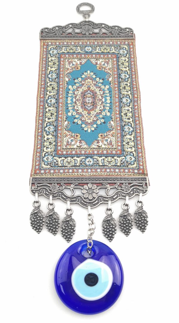 Handmade Turkish Carpet Wall Hanging - Evil Eye - Nazar Alloy - Image 5