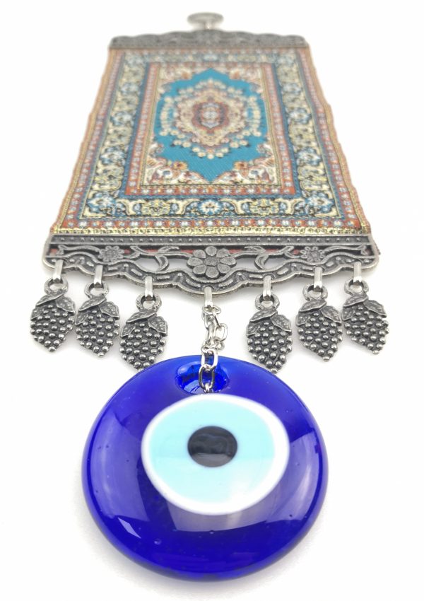 Handmade Turkish Carpet Wall Hanging - Evil Eye - Nazar Alloy - Image 6