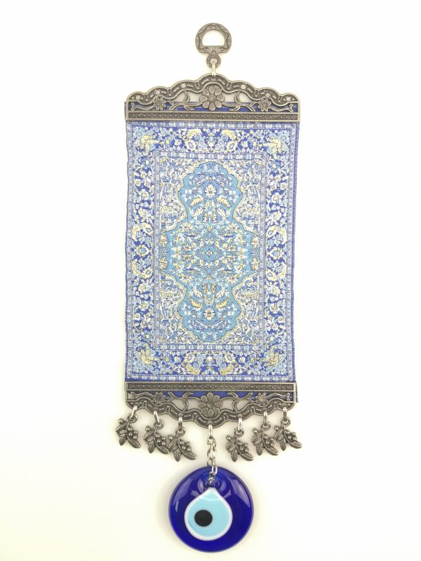 Handmade Turkish Carpet Wall Hanging - Evil Eye - Nazar Alloy