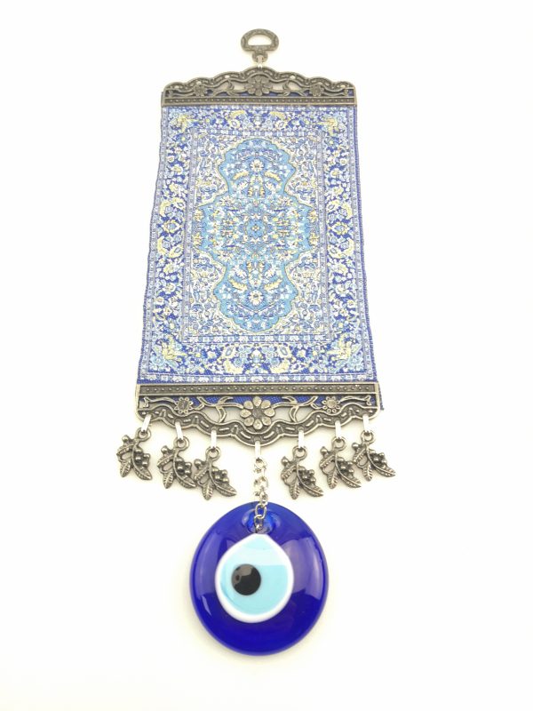 Handmade Turkish Carpet Wall Hanging - Evil Eye - Nazar Alloy - Image 5