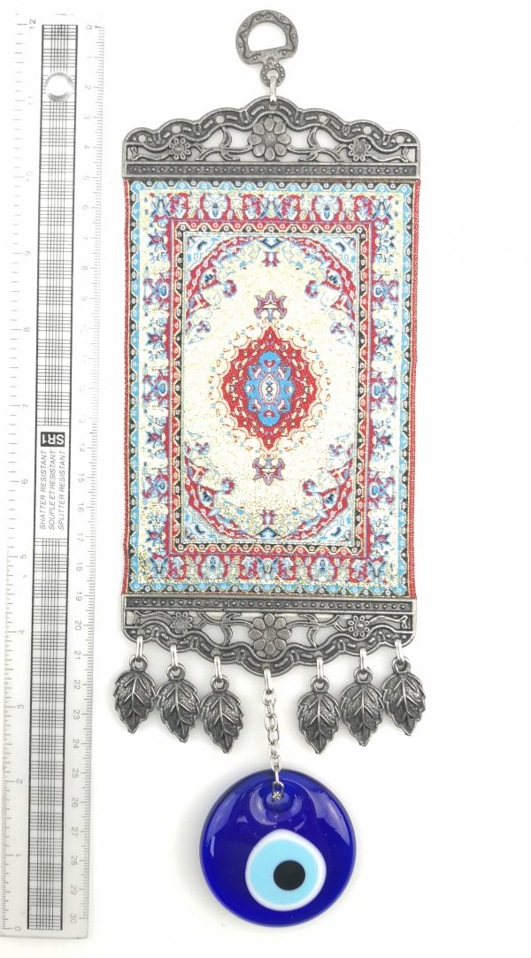 Handmade Turkish Carpet Wall Hanging - Evil Eye - Nazar Alloy - Image 4