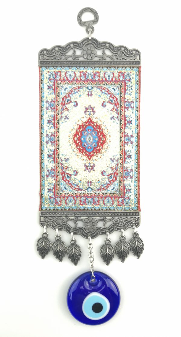 Handmade Turkish Carpet Wall Hanging - Evil Eye - Nazar Alloy