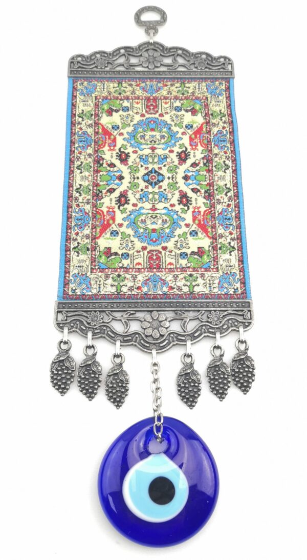 Handmade Turkish Carpet Wall Hanging - Evil Eye - Nazar Alloy - Image 5