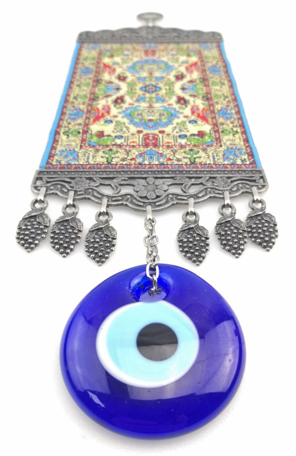 Handmade Turkish Carpet Wall Hanging - Evil Eye - Nazar Alloy - Image 6