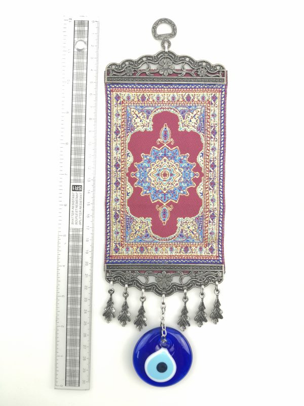 Handmade Turkish Carpet Wall Hanging - Evil Eye - Nazar Alloy - Xmas Gift - Image 4