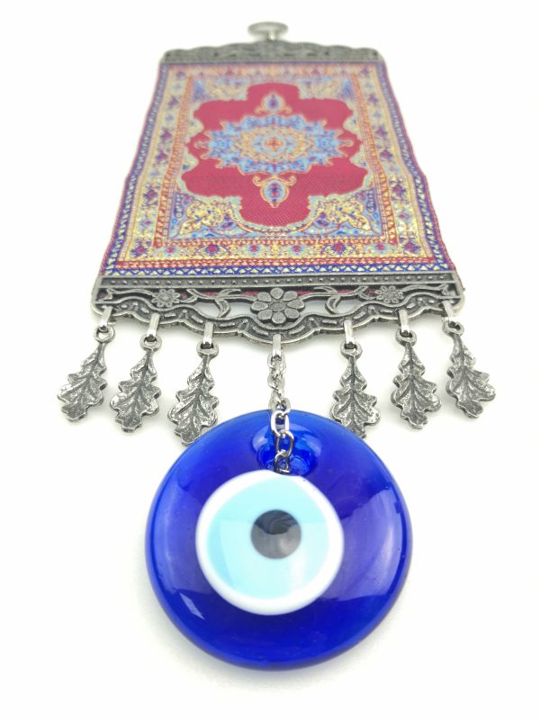 Handmade Turkish Carpet Wall Hanging - Evil Eye - Nazar Alloy - Xmas Gift - Image 6