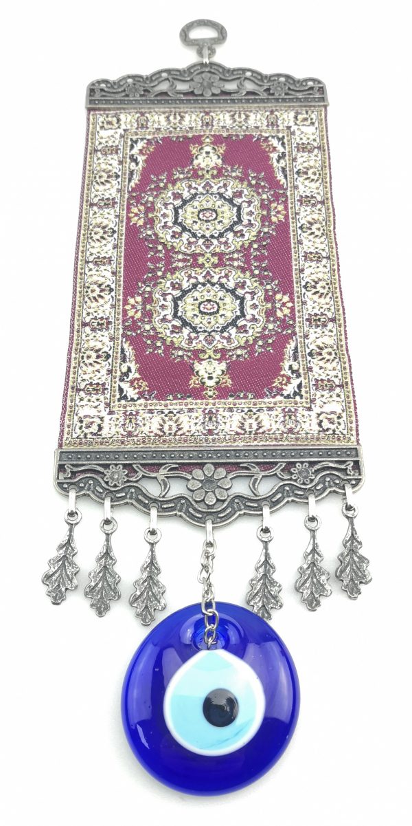 Handmade Turkish Carpet Wall Hanging - Evil Eye - Nazar Alloy - Image 5